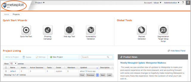 Access the Projects Page