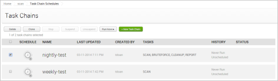 Task chains list